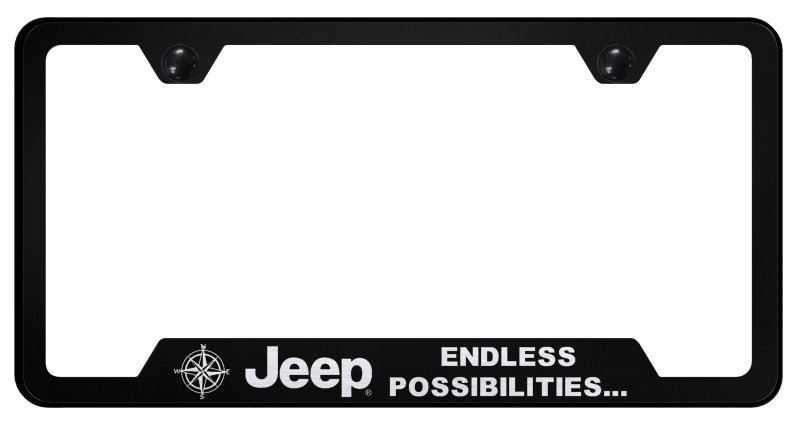 Automotive Gold Laser Etched Stainless Jeep Endless Possibilities Cut-Out License Plate Frame
