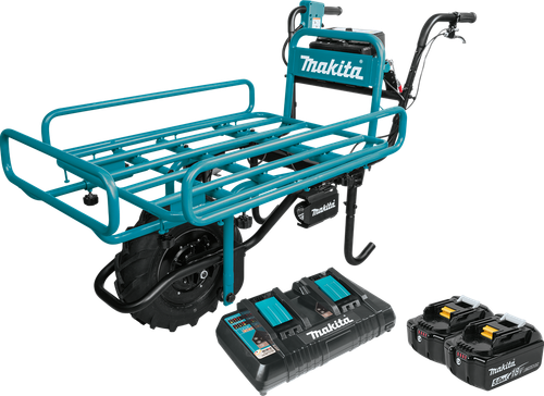 Makita 36V (18V X2) LXT™ Brushless Power-Assisted Flat Dolly Kit (5.0Ah), Steel tube flat bed frame, XUC01PTX2
