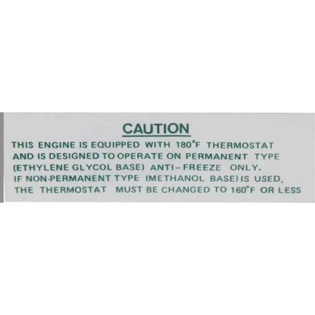 Camaro Fan Shroud Decal, Anti-Freeze Coolant Type, 1967-1969