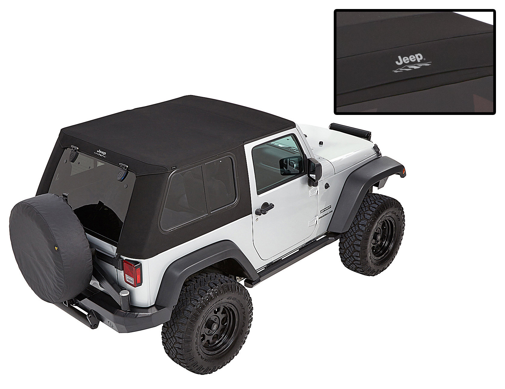 Bestop Jeep Logo Trektop Pro Soft Top in Black Twill for 07-18 Jeep Wrangler JK 2-Door