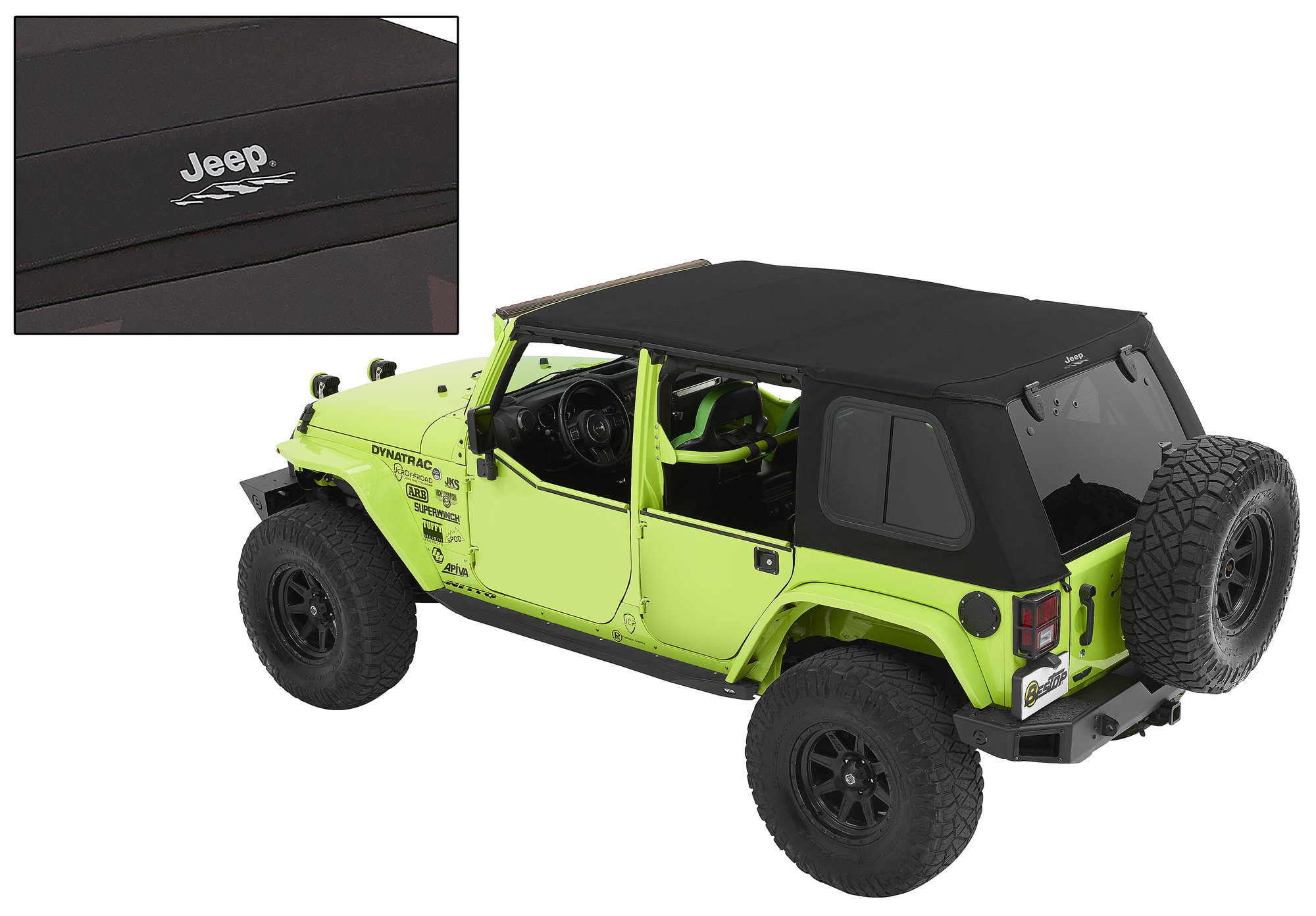 Bestop JEEP Trektop Pro Soft Top in Black Twill for 07-18 Jeep Wrangler JK Unlimited 4-Door