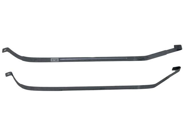 Fuel Tank Strap Set, carbon steel, ribbed, does not incl hardware, reproduction