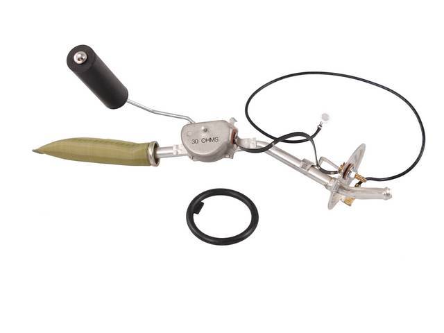 SENDER GAUGE (SENDING UNIT), Fuel Tank, 3/8 Inch O.D. single feed line w/o vent line, Incl gasket and filter sock, 0-30 OHM, repro