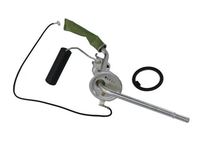 SENDER GAUGE (SENDING UNIT), Fuel Tank, 3/8 Inch O.D. single feed line w/o vent line, Incl gasket and filter sock, 0-90 OHM, Repro