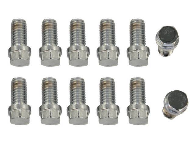 Exhaust Manifold / Header to Cylinder Head Bolt Kit, (12) includes hex cap chrome plated bolts, reproduction