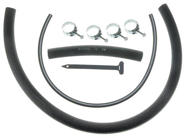 Smog Hose Kit, Includes white stripe hose, black hose tie, plastic tee and hose clamps, reproduction