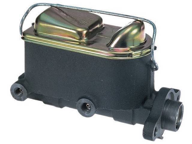 Master Cylinder, Dual Bowl, 1 1/8 Inch Bore, single bail, natural finish rectangle cap (gray), w/o bleeder screws