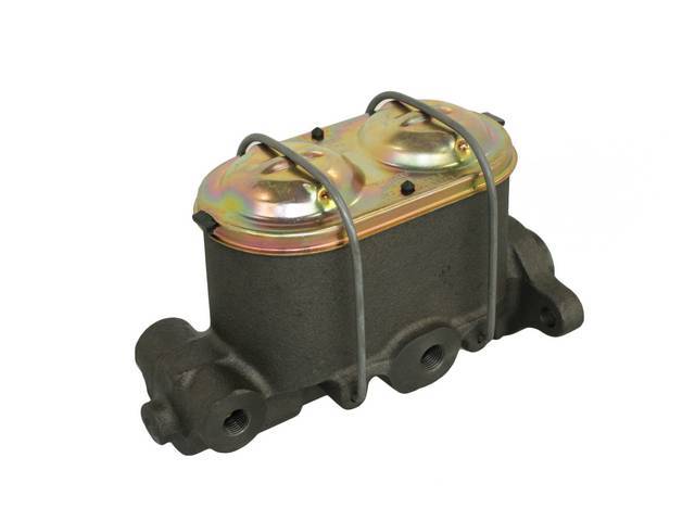 Master Cylinder, Dual Bowl, 1 Inch Bore, dual bail, zinc finish cap, reproduction