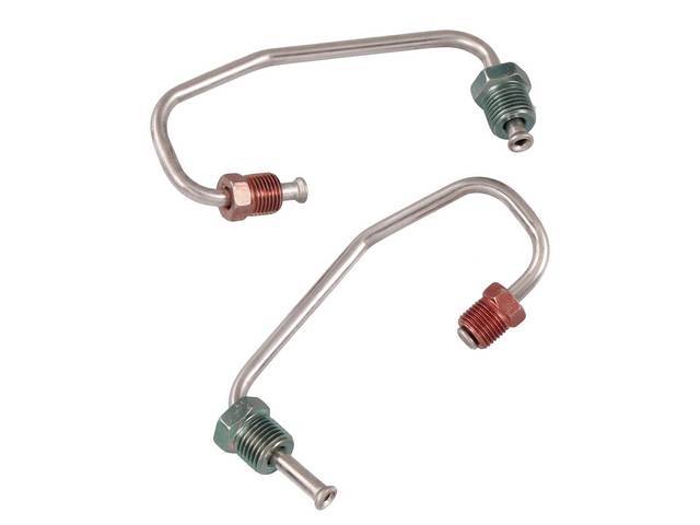 LINE SET, Front Brake, Disc Caliper Inlet, 7/16 inch-24 and 1/2 inch-20 inlet size, Stainless Steel (OE Were Carbon Steel), (2), Repro