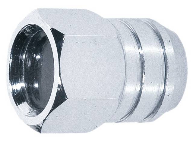 LUG NUT SET, Wheel, Rally II, Hex Cap W/ Recessed Top and Black Dot, Cone Seat, 7/16 Inch-20 Thread, Chrome Finish, (20) Repro
