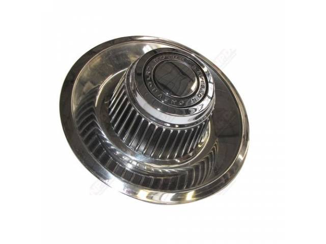 Rally Wheel Hub Cap, Tall Style, 3 5/8 inch tall with "CHEVROLET MOTOR DIVISION" on top, GM