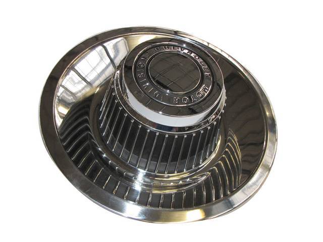 Rally Wheel Hub Cap, Tall Style, with "CHEVROLET MOTOR DIVISION" on top, oe-correct reproduction