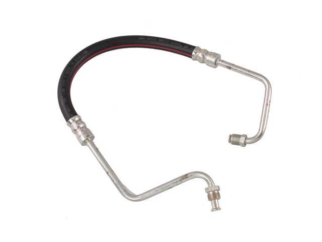 P/S Gear Pressure Hose, Pump to Gear, OE style with 24.25" length, bends and fittings, reproduction