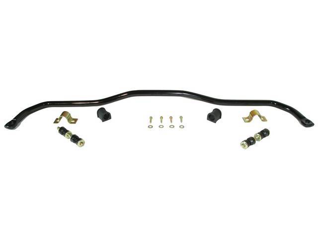 Front Sway Bar, 1 Inch O.D., Black Powder Coated Finish, Incl black bushings and mounting hardware