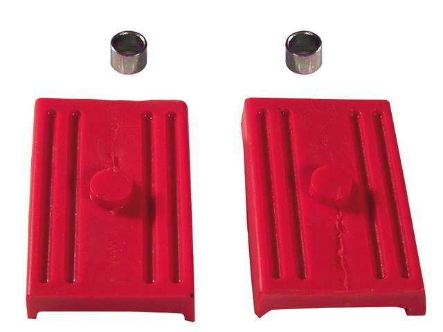 Cushion Set, Leaf Spring Mount, Upper or Lower, urethane, red, reproduction