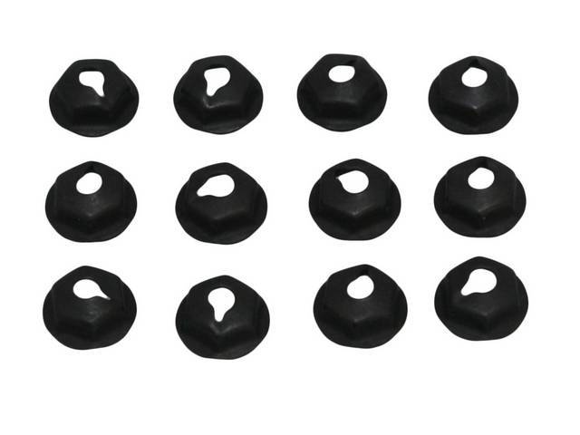 Bumper Guard Cushions Fastener Kit, Front and Rear, 12-pc, OE Correct AMK Products reproduction