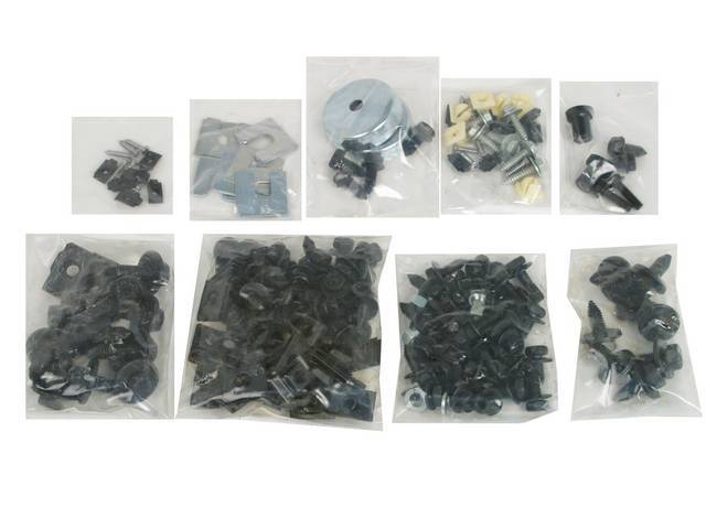 Front End Sheetmetal Hardware Kit, Replacement style kit** See p/n C-MBK or individual AMK fastener kits for concours correct hardware **