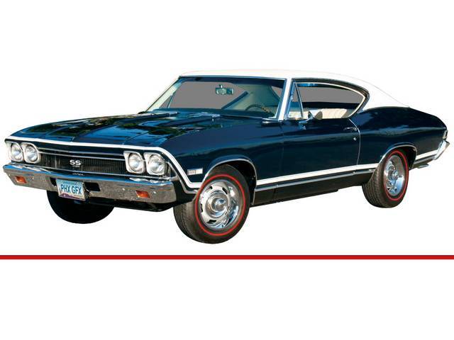 Red "SS" Stripe Kit, 11-piece kit for (68 Chevelle)
