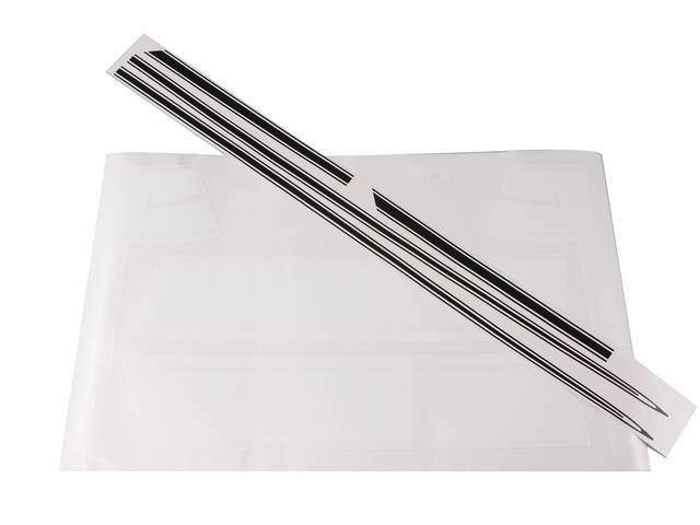 STENCIL / STRIPE KIT, *SS*, Black, Incl RH and LH header panel stencils, fender front stencils, fender rear stripes and door stripes, squeegee and instructions, Repro