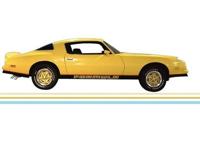 STRIPE, NAME AND BIRD KIT, Formula W/ Two Tone Paint, Light Gold / Dark Gold Kit W/ Glacier Blue Metallic (Light Blue) Door Decals