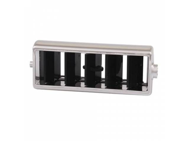 DEFLECTOR, Dash Air Outlet, Center, chrome outer w/ black flaps, OE Repro ** Fits 1969-1972 Chevelle, Updated from 2016 Chevelle catalog **