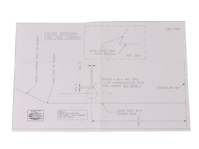 TEMPLATE KIT, Antenna Mounting Hole, precisely locates front fender antenna hole quickly and professionally, Repro