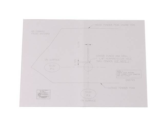 TEMPLATE KIT, Antenna Mounting Hole, precisely locates front fender antenna hole quickly and professionally, reproduction