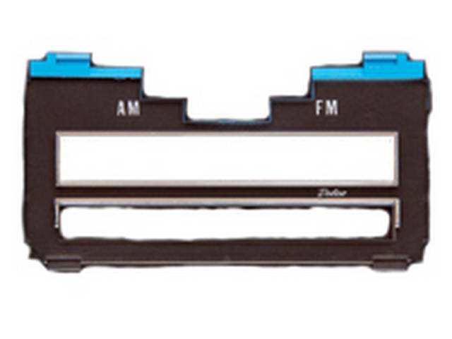 Radio Lens, white lettering w/ medium blue top edge, incl *Delco* script, OE Correct GM Licensed Reproduction