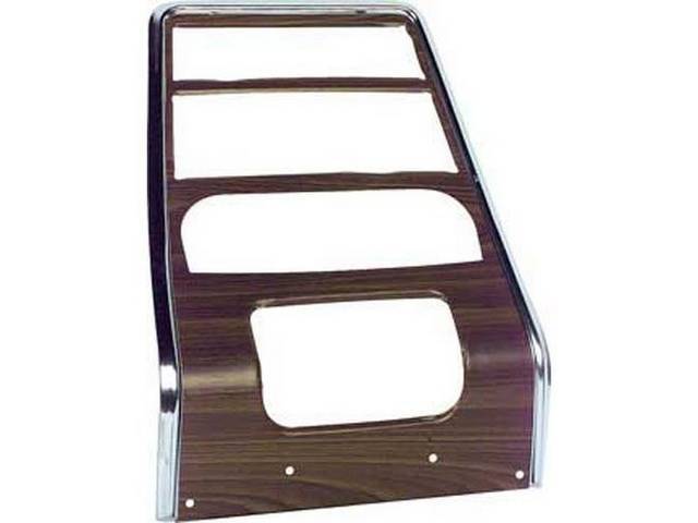 TRIM PANEL, Dash, Center, w/ A/C, features walnut woodgrain insert w/ correct horizontal pattern, OER repro** Woodgrain insert can possibly come loose around ash tray, A/C / heater control, radio and vent openings, this is the only repro currently avail