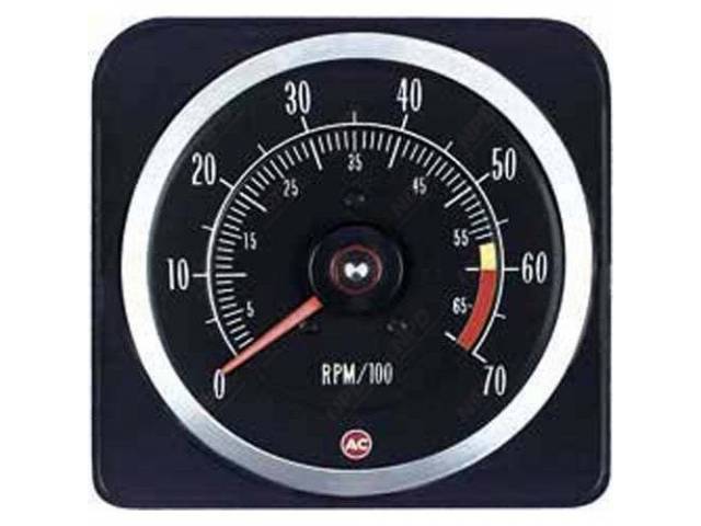 Tachometer, 7000 rpm range w/ 6000 redline, W/ Correct *AC* Logo, GM Licensed Reproduction