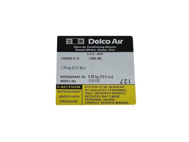 Delco AC Compressor Decal, GM1131127