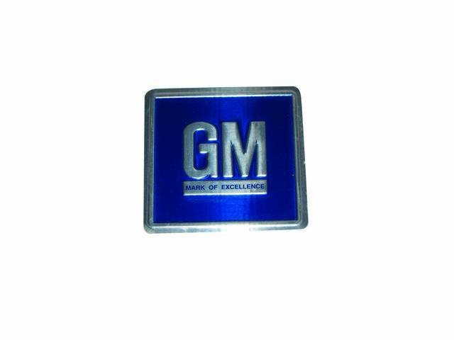 GM Mark of Excellence Plate, Metal, Blue w/ natural silver border, GM Licensed reproduction