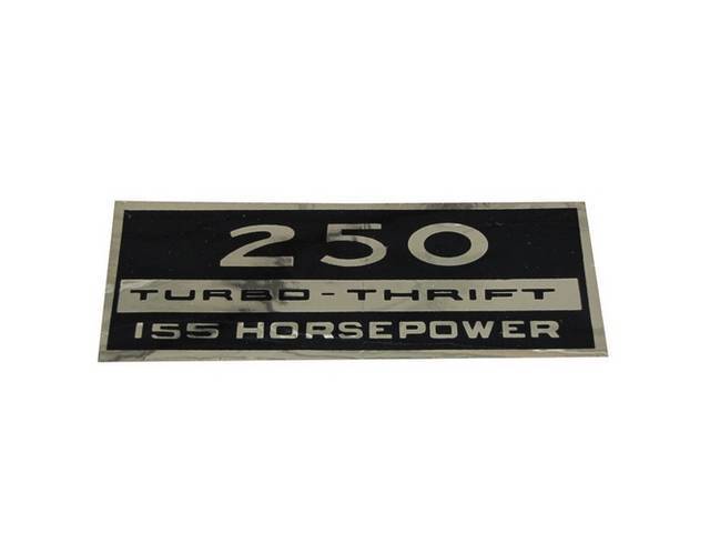 Valve Cover Decal, 250 Turbo-Thrift, 155 HP, Black and Gold, reproduction