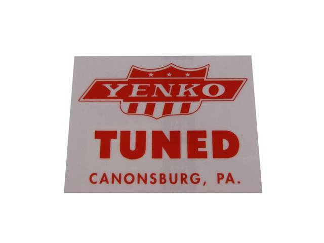 *YENKO TUNED* Window Decal, clear with *YENKO TUNED CANONSBURG, PA*, reproduction