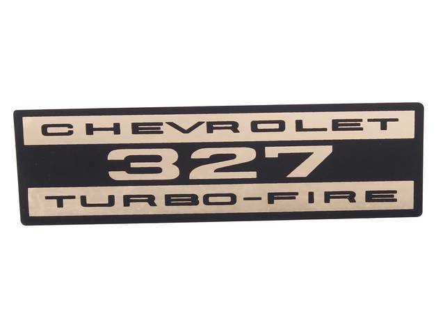 Valve Cover Decal, CHEVROLET 327 TURBO-FIRE, Black and Gold, reproduction