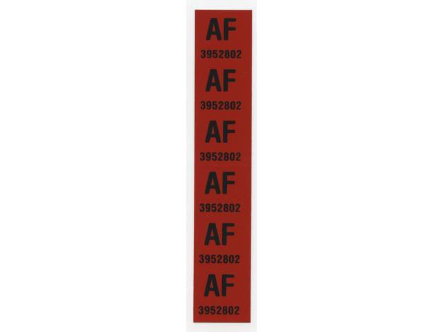 Front Coil Spring Decal, *AF 3952802*, reproduction