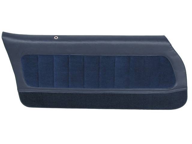 Restoration Quality Deluxe Interior Pre-Assembled Door Panel Set, Navy Blue / Dark Blue vinyl with cloth inserts