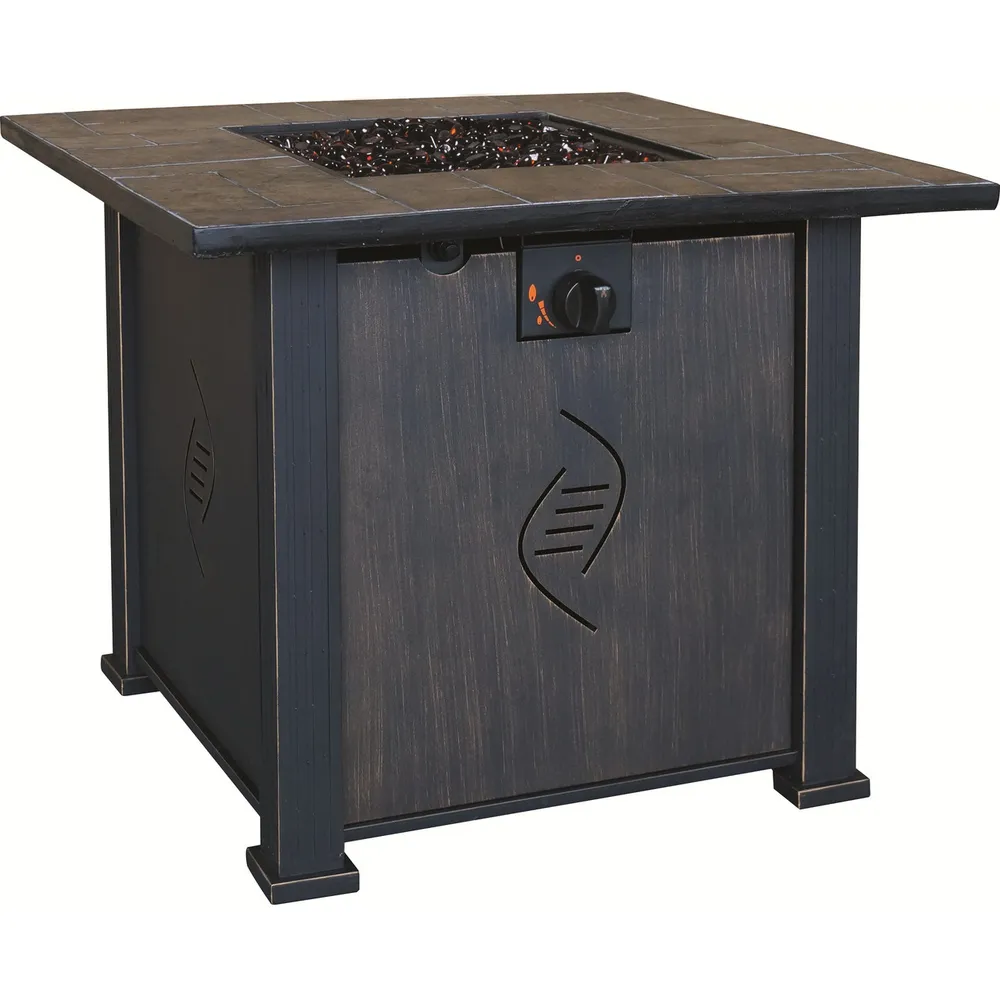 30″ Rectangular Brushed Bronze Lightweight Steel Gas Fire Table