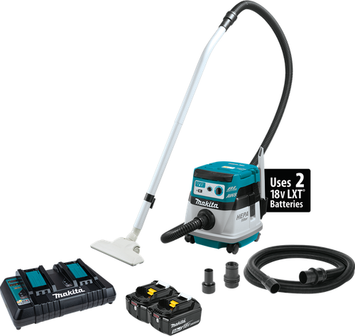36V (18V X2) LXT™ Brushless 2.1 Gallon HEPA Filter Dry Dust Extractor/Vacuum Kit, AWS™ (5.0Ah), Filter cleaning system, XCV08PT