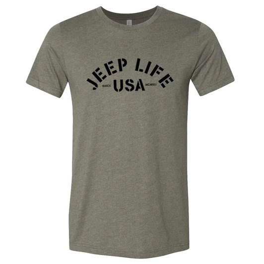 Jeep Merchandise Men's Jeep Life USA T-Shirt in Heather Military Green
