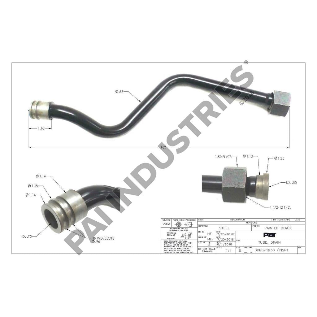 Detroit 60 Series Turbo Drain Tube⎜Replaces Detroit 23532213
