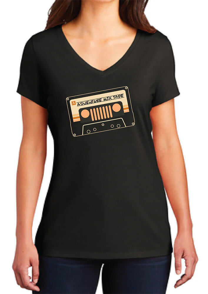 Jeep Merchandise Ladies Jeep Adventure Mixtape T-Shirt in Black