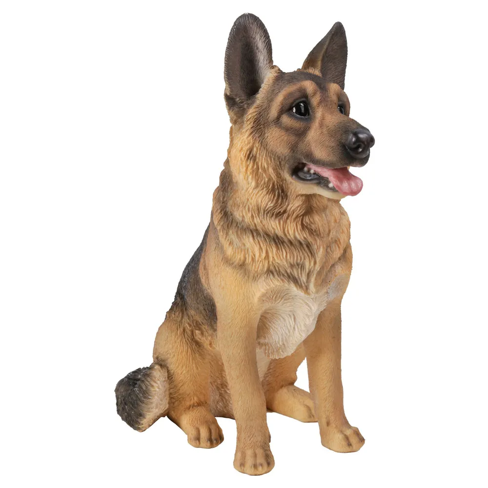 15.5″ Small Sitting German Shepherd Outdoor Garden Statue