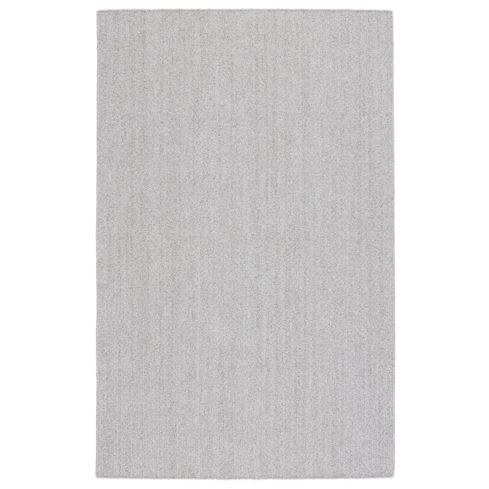 4′ x 6′ Gray and White Solid Hand Woven Rectangular Outdoor Area Throw Rug