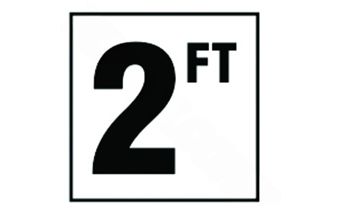 DM41-2020 6″ x 6″ 2 Standard Number with FT Smooth Tile Depth Marker