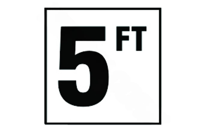 DM41-2050 6″ x 6″ 5 Standard Number with FT Smooth Tile Depth Marker
