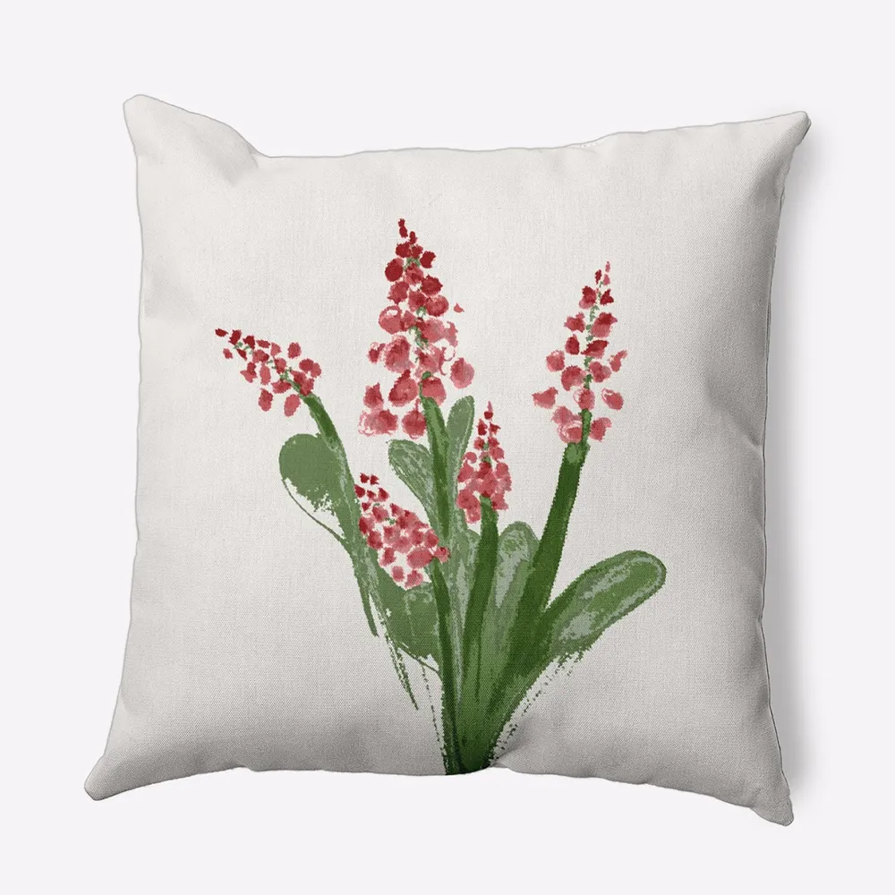 18″ x 18″ White and Red Bluebell Outdoor Throw Pillow