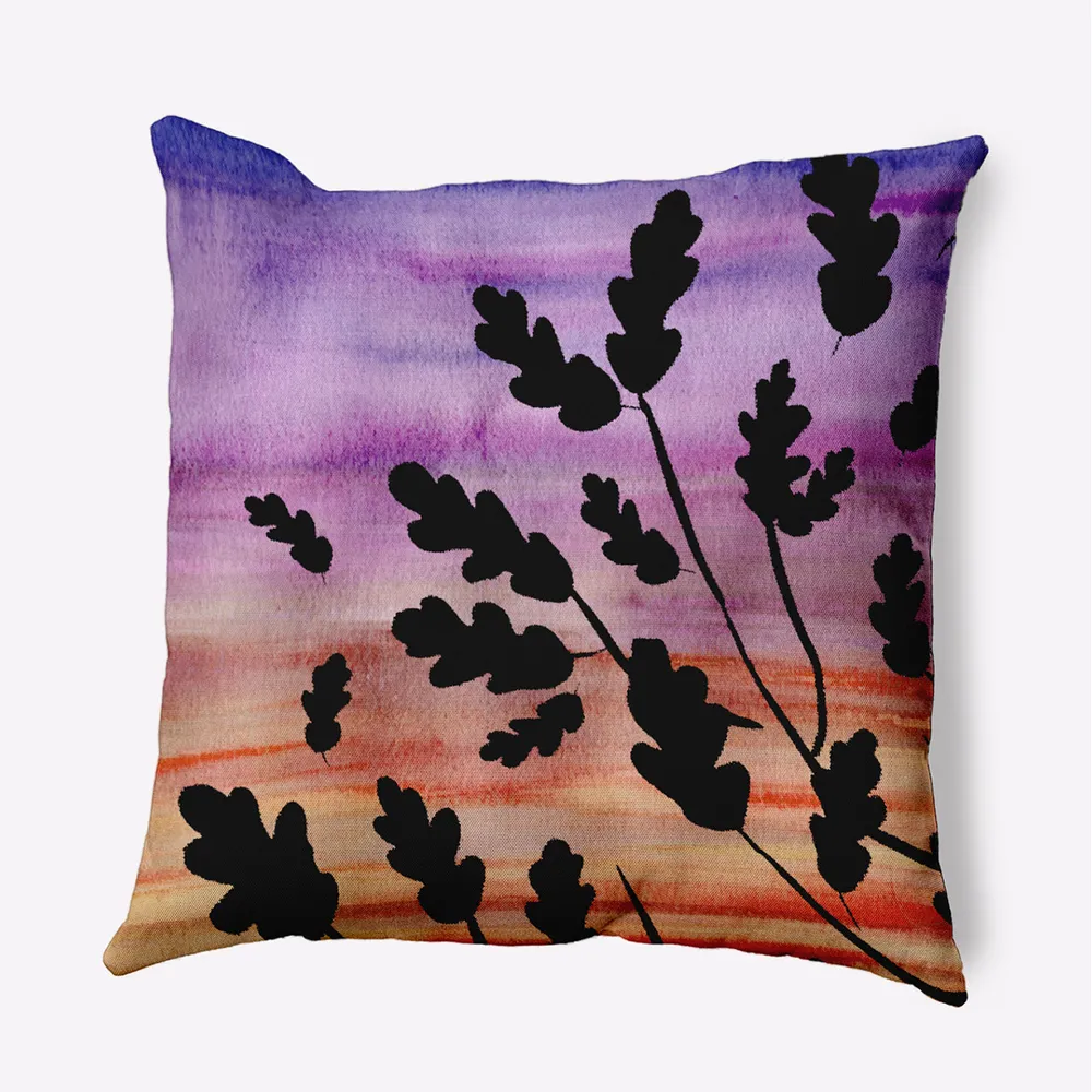 18″ x 18″ Black and Orange Flowing Leaves Outdoor Throw Pillow