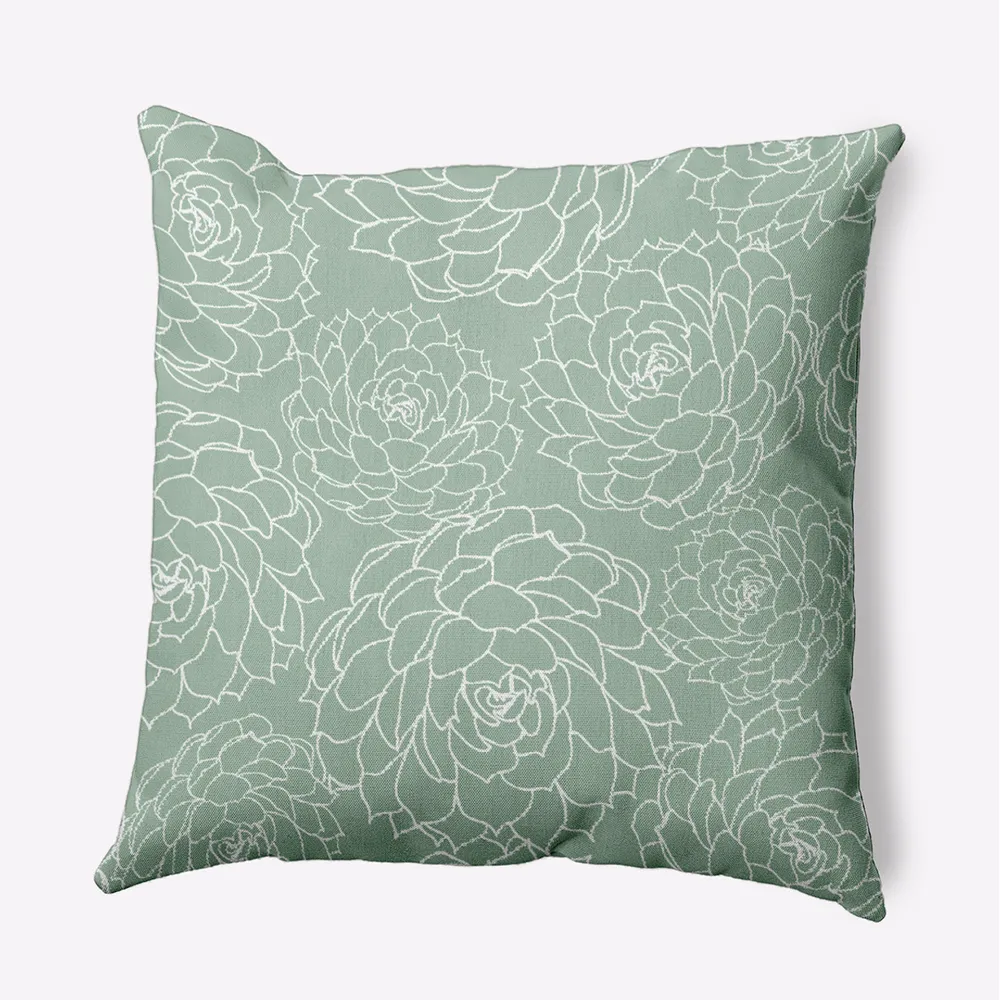 20″ x 20″ Green and White Olena Outdoor Throw Pillow