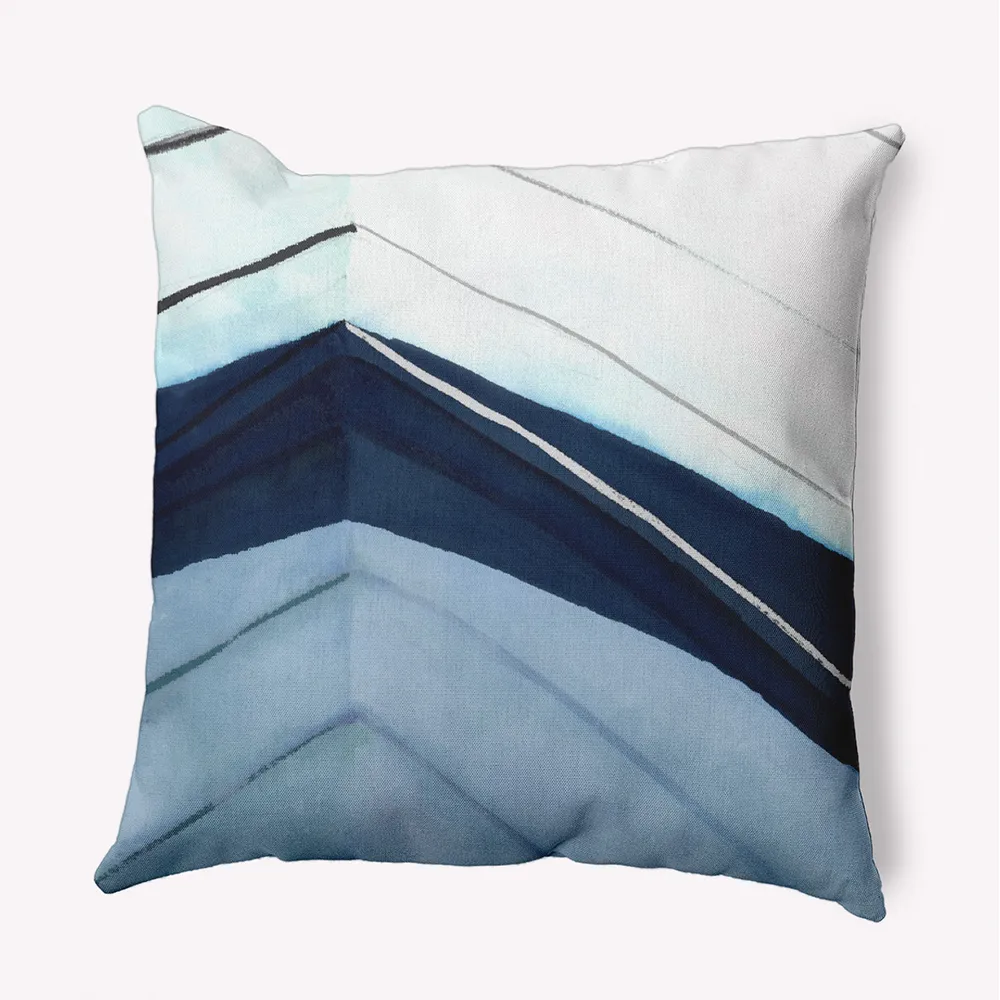 16″ x 16″ Blue and White Boat Bow Left Square Outdoor Throw Pillow